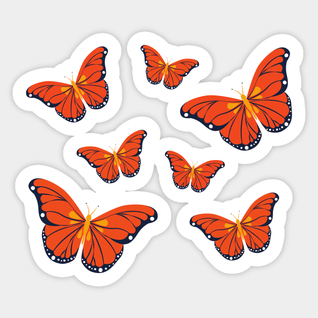 Vintage red butterflies Sticker by AllPrintsAndArt